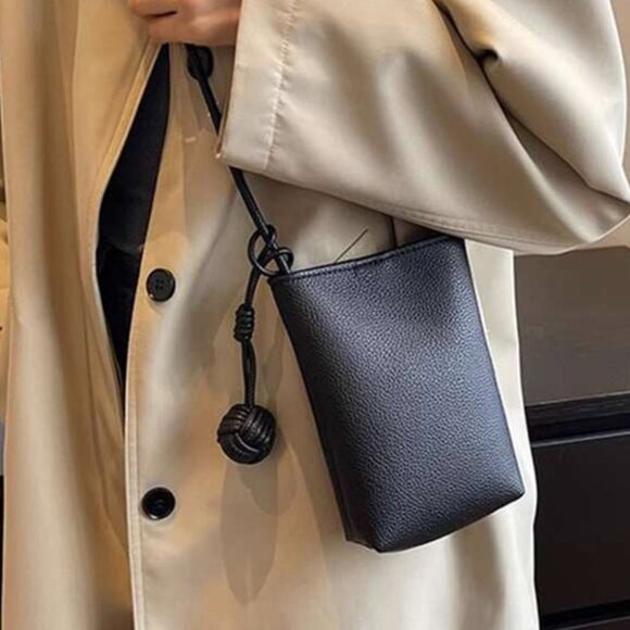 New! Black Faux Soft Leather Mini Crossbody Phone Coin Purse Bag - Picture 7 of 10